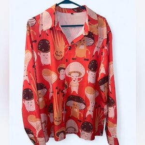 Colorful Mushroom Print Shirt